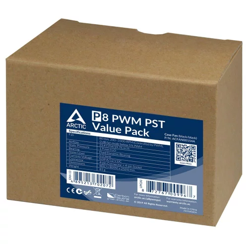 Case fan ARCTIC P8 PWM PST Value Pack (Black/Black) - retail (ACFAN00154A)