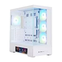 корпус ZALMAN P40 DS, ATX, WHITE, WINDOW, 9.1-inch LCD screen, 2xCombo(2.5” or 3.5”), 1x2.5”, 1xUSB TYPE-C, 2xUSB3.0, SIDE 3x120mm ARGB, REAR 1x120mm ARGB (P40 DS WHITE)