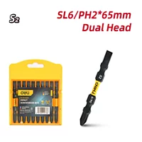 Набор двухсторонних торсионных бит для ударных шуруповертов 10шт Deli DL252202D SL6/PH2*65мм, сталь S2, пласт.кейс