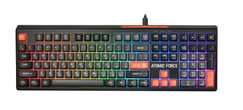 Defender Игровая клавиатура проводная Atomic Force GK-005 RU,чер/ сер,108кн+FN,радуж,1.5м_1 (45005)