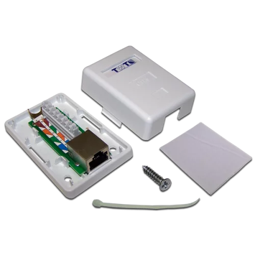 Настенная розетка, 1 порт RJ-45 категории 6, STP, белая (TWT-SM1-45/ S6-WH) (TWT-SM1-45/S6-WH)