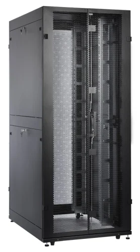 Шкаф серверный ПРОФ напольный 42U (800x1200) дверь перфор., задние двойные перфор., черный, в сборе (ШТК-СП-42.8.12-48АА-9005) фото 12