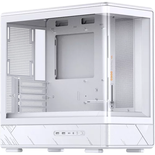 Корпус без блока питания/ Case JONSBO D200, Mini-Tower, TG, no fan, 2xUSB-A 3.0 + 1xUSB-C 3.2, mATX, mITX White (D200 WHITE)
