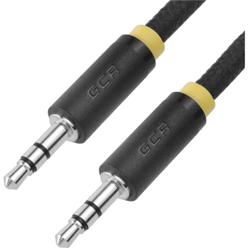 Greenconnect Кабель аудио 1.5m jack 3,5mm/jack 3,5mm, нейлон, черный, желтая окантовка, ультрагибкий, 28 AWG, M/M, Premium GCR-AVC8114-1.5m, экран, стерео