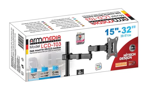 Arm Media LCD-T03 черный 15-32 макс.7кг настольный поворот и наклон верт.перемещ. (10221)