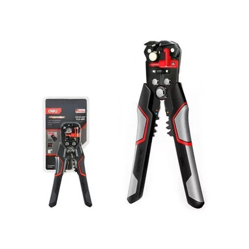 Инструмент обжимной Deli Автоматические клещи для снятия изоляции (стриппер) DL2017 205мм, диапазон зачистки 0,2-6 мм, пружина с автоматическим возвратом, цинковый сплав, лезвие CrMoV, прорезиненные рукоятки