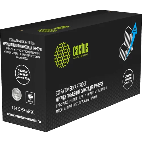 Картридж лазерный Cactus CS-CE285X-MPSXL CE285A/CB435A/Canon 725 черный (8000стр.) для HP Pro P1100/P1102/P1102W/P1102WHP/M1132/M1210/M1130/M1212NF/M1217NFW; Canon LBP6000/MF3010