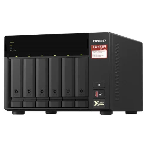 Сетевое хранилище без дисков/ SMB QNAP TS-673A-8G NAS, 6 trays 3,5/2,5, 2x2,5 GbE BASE-T, 2 x M.2 NVMe 2280 slots, quad-core AMD Ryzen V1500B 2,2 GHz, 8 GB SO-DIMM DDR4 (1 x 8 GB) up to 64GB (2x32 GB)