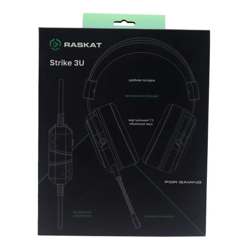 Наушники Raskat Гарнитура Raskat Strike Strike 3U 7.1 Virtual Suround Sound Gaaming Headsets with RGB LED Backlight Speaker: Neodymium Magnet, D=40mm, 32oHm; Microphone: MIC BOM with 6027 microphone; Operation Control: Inline Control with Volumne Control фото 8