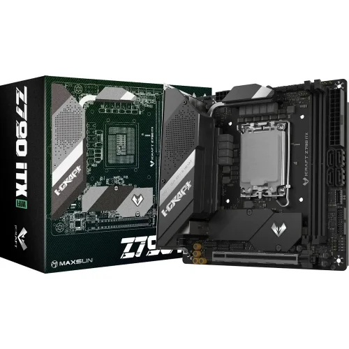 MAXSUN MS-iCraft Z790ITX WIFI V1/V2 (Socket 1700, mini-ITX, 2*DDR5, HDMI/DP, 4*SATA3, 2*M.2, 1xPCI-E x16 , 4*USB 2.0, 4* USB 3.2 Gen1, 1* Type-C, LAN 1*2.5G, Bluetooth, Wi-Fi 802.11ax, RTL)
