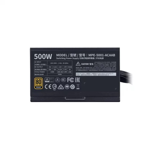 Блок питания Cooler Master MWE Bronze V2 500W, ATX 12V V2.52, 120mm fan, APFC, 80 Plus Bronze (MPE-5001-ACAAB-EU) фото 3