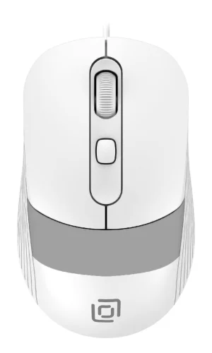 Мышь Оклик 310M белый/ серый оптическая (2400dpi) USB для ноутбука (3but) (1869103)