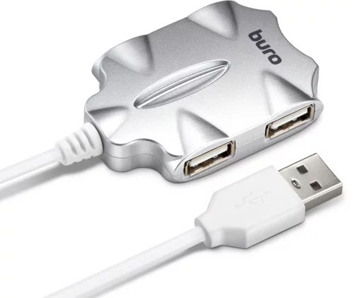 Разветвитель USB 2.0 Buro BU-HUB4-0.5-U2.0-Candy 4порт. серебристый фото 6