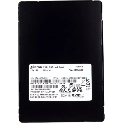 Накопитель SSD PCIE 7.68TB NVMe 7450 PRO NVMe MTFDKCB7T6TFR-1BC1ZABYY MICRON