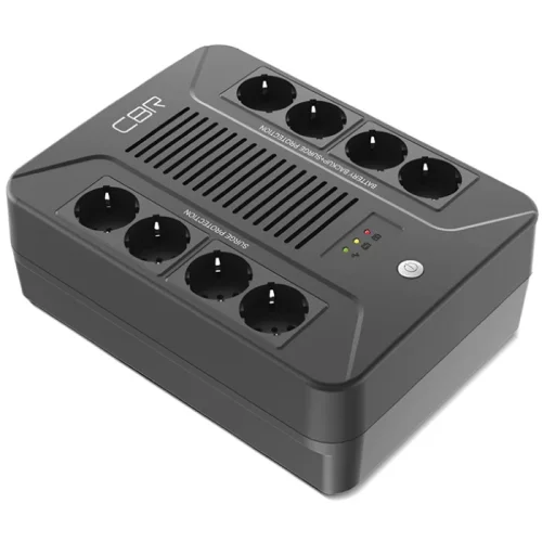 *ИБП CBR [UPS-OFB-101E-650] 650VA/ 390W, Schuko CEE 7 Outlets: (x4 Battery & Surge Protected; x4 Surge Protected), LED, AVR, SEC, 12V/ 7Ah