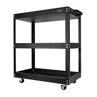 Тележка инструментальная трехсекционная на колесах Deli DL433023 700x350x760мм, до 210кг, толщина полки 0,7мм, толщина стойки 1,2мм