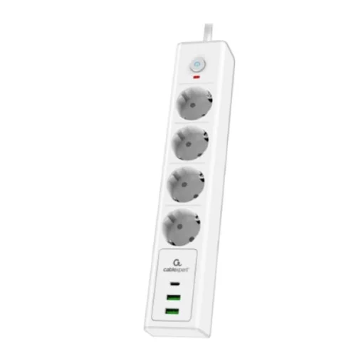 Cablexpert Сетевой фильтр Exnovo EXN-4-CU2-W-2 (4р, 16А, 1xType-C PD, 30Вт, 2 х USB, 2м, ур.защиты 4+) белый, коробка