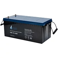 Battery Parus Electro, standard series HM-12-200, voltage 12V, capacity 200Ah (discharge 10 hours), max. discharge current (5sec) 1000A, max. charge current 60A, lead-acid type AGM, bolt terminals M8, LxWxH 522x238x218mm., full height with terminals 223mm