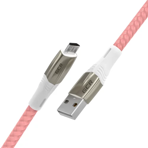 GCR Кабель 1.7m MicroUSB series MERCEDES, PINK NYLON, супер быстрая зарядка, 28/22 AWG, GCR-51955