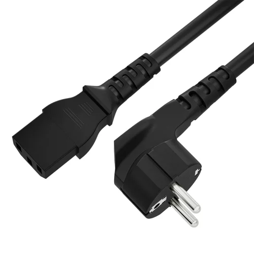 4ПХ Кабель питания черный 5.0m, евровилка угловая Schuko - С13, 3*0,5mm, медь, 4PH-R90164