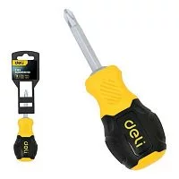 Двухсторонняя отвертка Deli DL632101 PH2+SL6, сталь Cr-V, общая длина хвостовика 75мм, двухкомпонентная прорезиненная рукоять