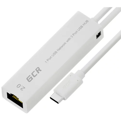 Greenconnect USB 3.1 Type C -> Ethernet RJ-45 F Lan Card + USB 2.0-разветвитель на 3 порта, сетевой адаптер, белый, GCR-UC2CL02