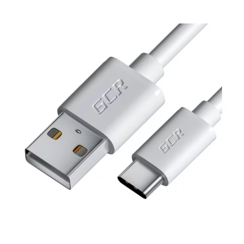 GCR Кабель 1.0m TypeC, белый, быстрая зарядка, 28/24 AWG