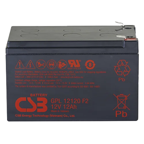 CSB Аккумуляторная батарея для ИБП (10-12 лет) (12V / 12Ah) (GPL12120 F2 CSB)