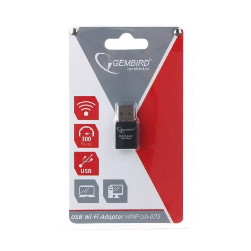 Gembird Сетевой адаптер WiFi 300 Мбит, мини, USB, 802.11b/g/n, RTL8192EU (WNP-UA-005) фото 3