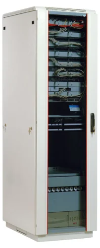 Шкаф телекоммуникационный напольный 42U (600x800) дверь стекло (3 места) (ШТК-М-42.6.8-1ААА)