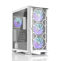 корпус ZALMAN Z10 DUO White, ATX, WHITE, WINDOW, 2x3.5", 2x2.5", 2xUSB3.0, 1xUSB 3.1 Type-C, FRONT 3x120mm Infinity Mirror ARGB, REAR 1x120mm Infinity Mirror ARGB, replaceable front panel
