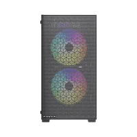Корпус без блока питания/ Case HSPD M334, Mesh Mini-tower, Black, TG, 0.45 SPCC, 2x140mm ARGB + 1x120mm ARGB mATX, mITX 160/ 340/ 184mm 2x2.5", 2x3.5", 4xPCI 1xUSB-A 3.0, 2xUSB-A 2.0 385x200x390mm (M334-TGBK-ARGB)