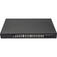 Управляемый L2 PoE коммутатор Gigabit Ethernet на 24 RJ45 PoE + 4 x GE Combo Uplink порта. Порты: 24 x GE (10/100/1000 Base-T) с поддержкой PoE (IEEE 802.3af/at), 4 x GE Combo Uplink (RJ45 + (NS-SW-24G4G-PL)