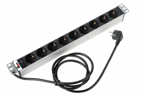 Блок розеток Rem-16 с инд., 9 Schuko, 16 A, алюм., 19, шнур 3 м (R-16-9S-I-440-3)
