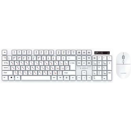 Комплект кл-ра+мышь беспров. Gembird KBS-6000, белый, 2.4ГГц, 1600 DPI, мини-приемник-USB (KBS-6000-W)