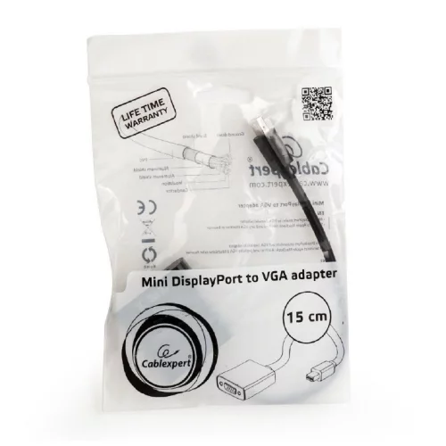 Cablexpert Переходник miniDisplayPort - VGA, 20M/ 15F, длина 10см, черный, пакет (A-mDPM-VGAF-02) фото 3