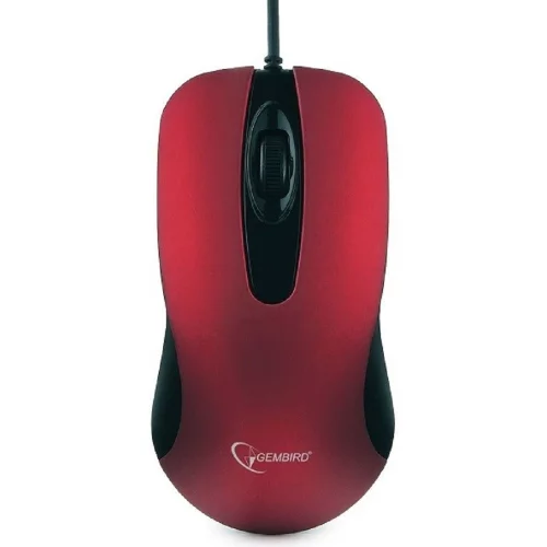 Gembird MOP-400-R красный USB {Мышь, бесшумный клик, 2 кнопки+колесо кнопка, 1000 DPI, soft-touch, кабель 1.45м, блистер}