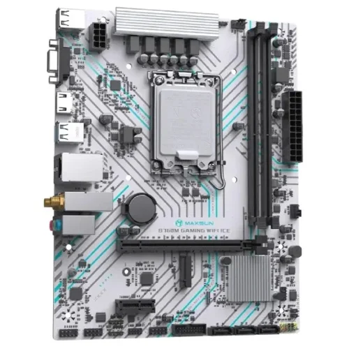 MAXSUN MS-B660M GAMING WIFI ICE (Socket 1700, mATX, 2*DDR4(64Gb), VGA/HDMI, 3*SATA3, 1*M.2, 1*PCIEx16/1*PCIEx1, 4*USB2.0, 2*USB 3.2, LAN 1*1G, Bluetooth 4.2, Wi-Fi 802.11ac, RTL) фото 2