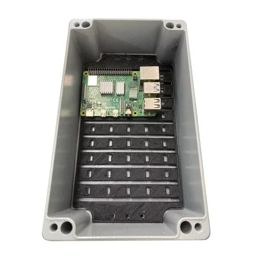 Корпус ACD XG387 Metal case IP65, 200*120*80mm, металлический, 3 отверстия (28 + 28 + 23мм) с резиновыми заглушками, цвет серебристый, совместим с Raspberry Pi 3B, 3B+, 4, Orange Pi {12} фото 3