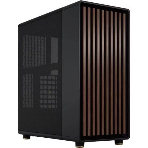 Корпус без блока питания/ Fractal Design North, Midi-Tower, 2x140mm ATX, mATX, mITX Wood panel, Charcoal Black (FD-C-NOR1C-01)