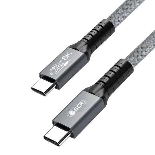 GCR Кабель USB4 Type-C, 0.5m, серый, 40Gbps, 240W, 8K60Hz, GCR-57109