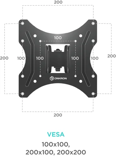 Кронштейн для телевизора Onkron M2S черный 17-43 макс.35кг настенный поворот и наклон (M2S#MLN) фото 7
