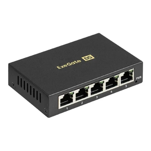 Коммутатор неуправляемый Exegate EX298693RUS EDGS-1005D (5-портовый гигабитный UTP 10/100/1000 Base-T, металлический корпус, с функцией энергосбережения (Green Ethernet Technology), настольный