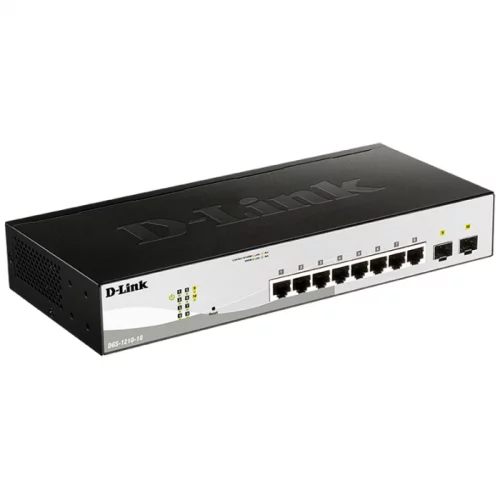 Коммутатор/ DGS-1210-10/FL Managed L2 Switch 8x1000Base-T, 2x1000Base-X SFP, Surge 6KV, CLI (DGS-1210-10/FL1A)