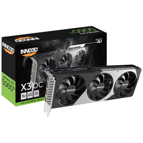 Видеокарта INNO3D RTX5060Ti ХЗ ОС 16GB GDDR7 128bit 3xDP HDMI 3FAN RTL (N506T3-16D7X-191073L)
