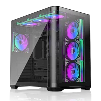 Корпус без блока питания/ Case Raijintek ATREUS BT7, Midi-Tower, TG, 7x120mm ARGB, 2xUSB-A 3.0 + 1xUSB Type-C , E-ATX, ATX, mATX, mITX Black (0R20B00258)