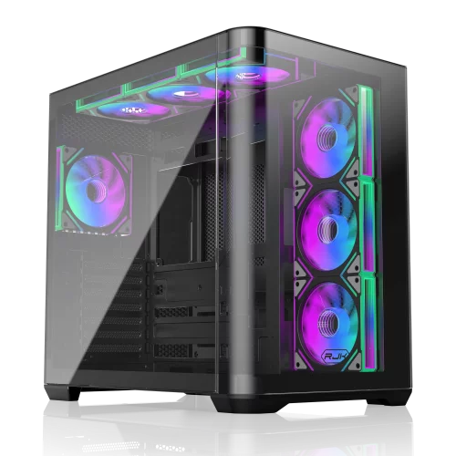 Корпус без блока питания/ Case Raijintek ATREUS BT7, Midi-Tower, TG, 7x120mm ARGB, 2xUSB-A 3.0 + 1xUSB Type-C , E-ATX, ATX, mATX, mITX Black (0R20B00258)