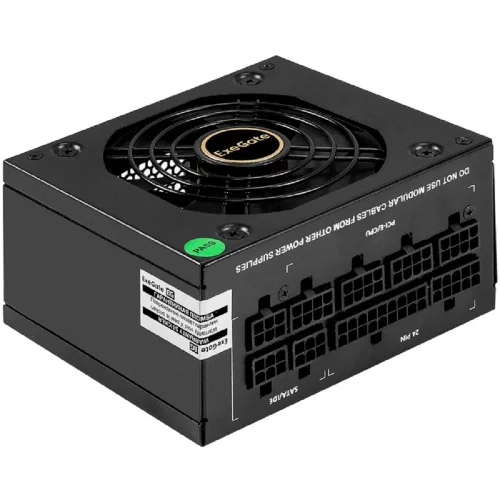 Exegate EX297192RUS Блок питания 550W ExeGate M550 GOLD (SFX, APFC, КПД 90% (80 PLUS GOLD), 9cm fan, 24pin, (4+4)pin, 2xPCI-E, 6xSATA, 3xIDE, 1xFDD, Full Cable Management, black, ATX adapter, Retail b