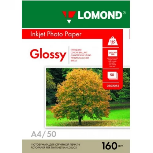 Фотобумага Lomond 0102055 A4/160г/м2/50л./белый глянцевое для струйной печати