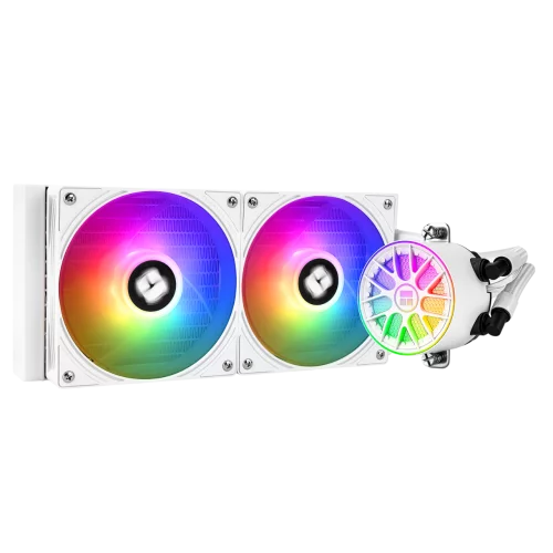 Система жидкостного охлаждения/ Water Cooling System Thermalright Aqua Elite 240 V6 (240mm, White, ARGB/ Fans: 2x120mm, 70.84CFM, 29.8dBA, 2000RPM/ Pump height 53.5mm, 2800RPM, Rad thickness 27mm/ S: (A-ELITE-WH-240-ARGB-V6)
